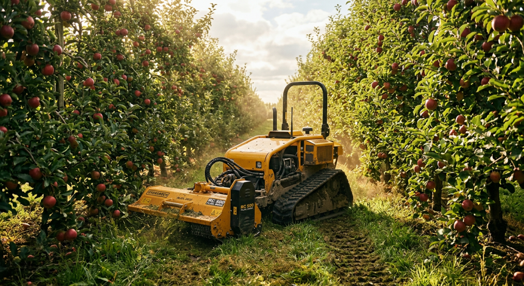 Orchard Maintenance Made Simple: Using Compact Track Mowers Between Tight Tree Rows Featured Image