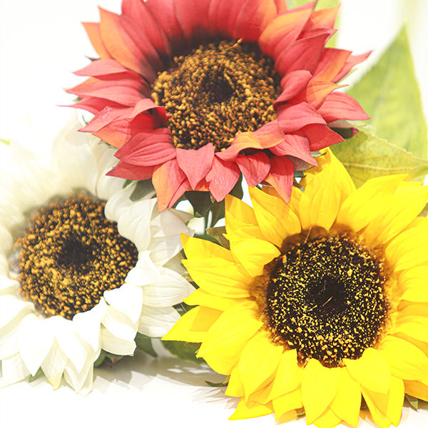 real touch artificial sunflowers close up showing lifelike petal texture