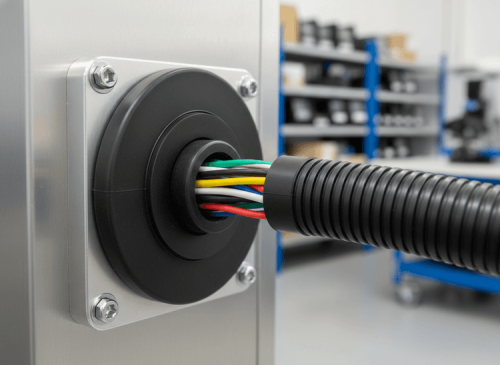 Industrial control machine cable entry