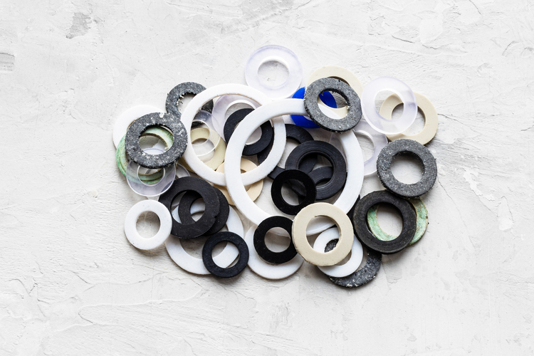 Assorted molded rubber parts for sample inspection