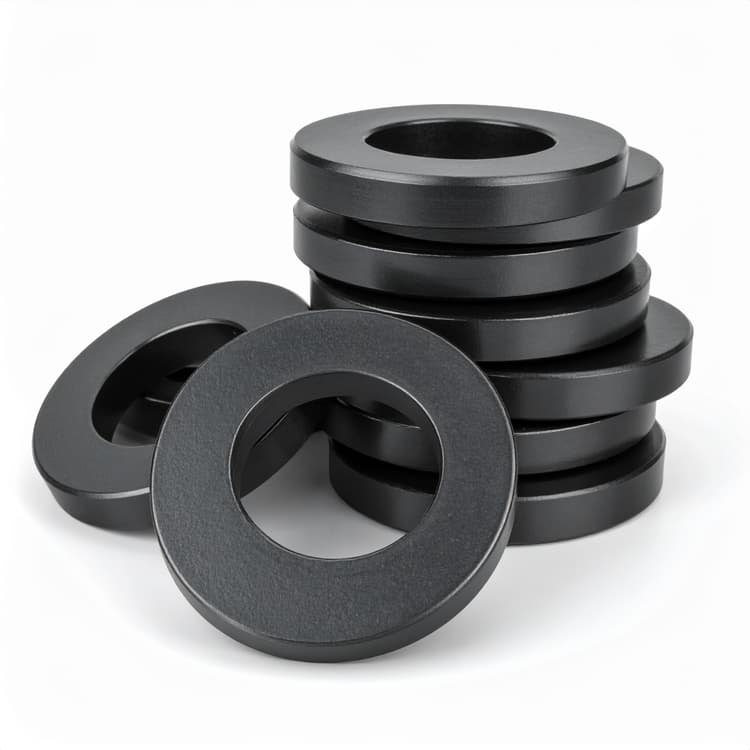 Black industrial hardware washers