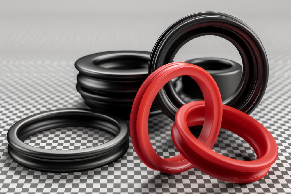 Black rubber rings on white background