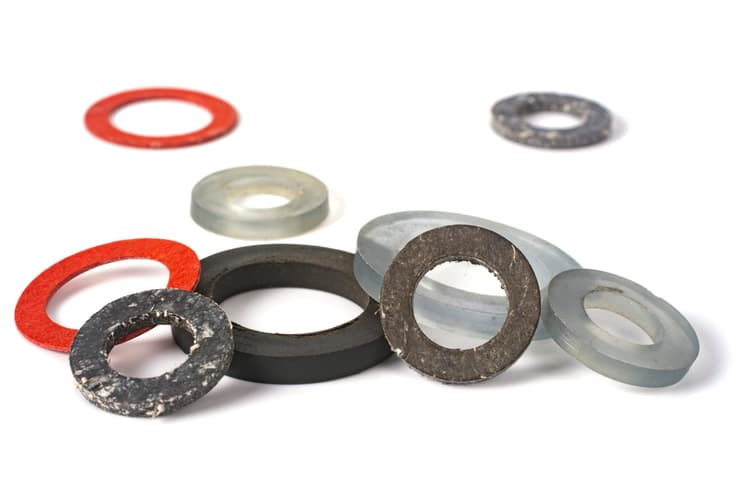 close-up of various rubber sealing rings