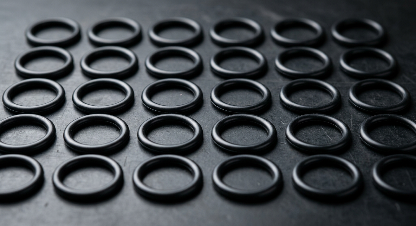 Precision rubber O-rings displayed in macro detail