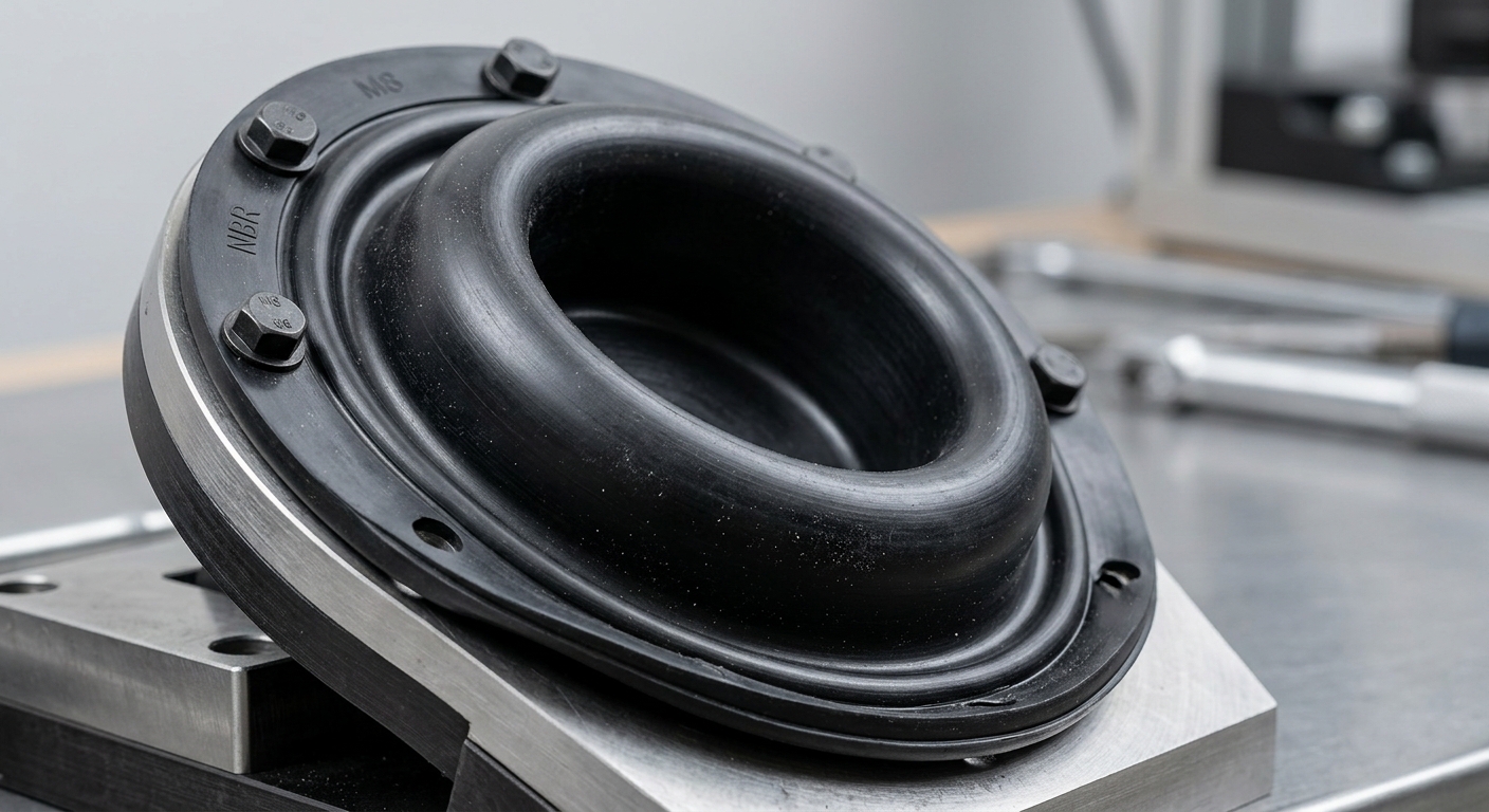 Close-up of convoluted rubber diaphragm flex profile