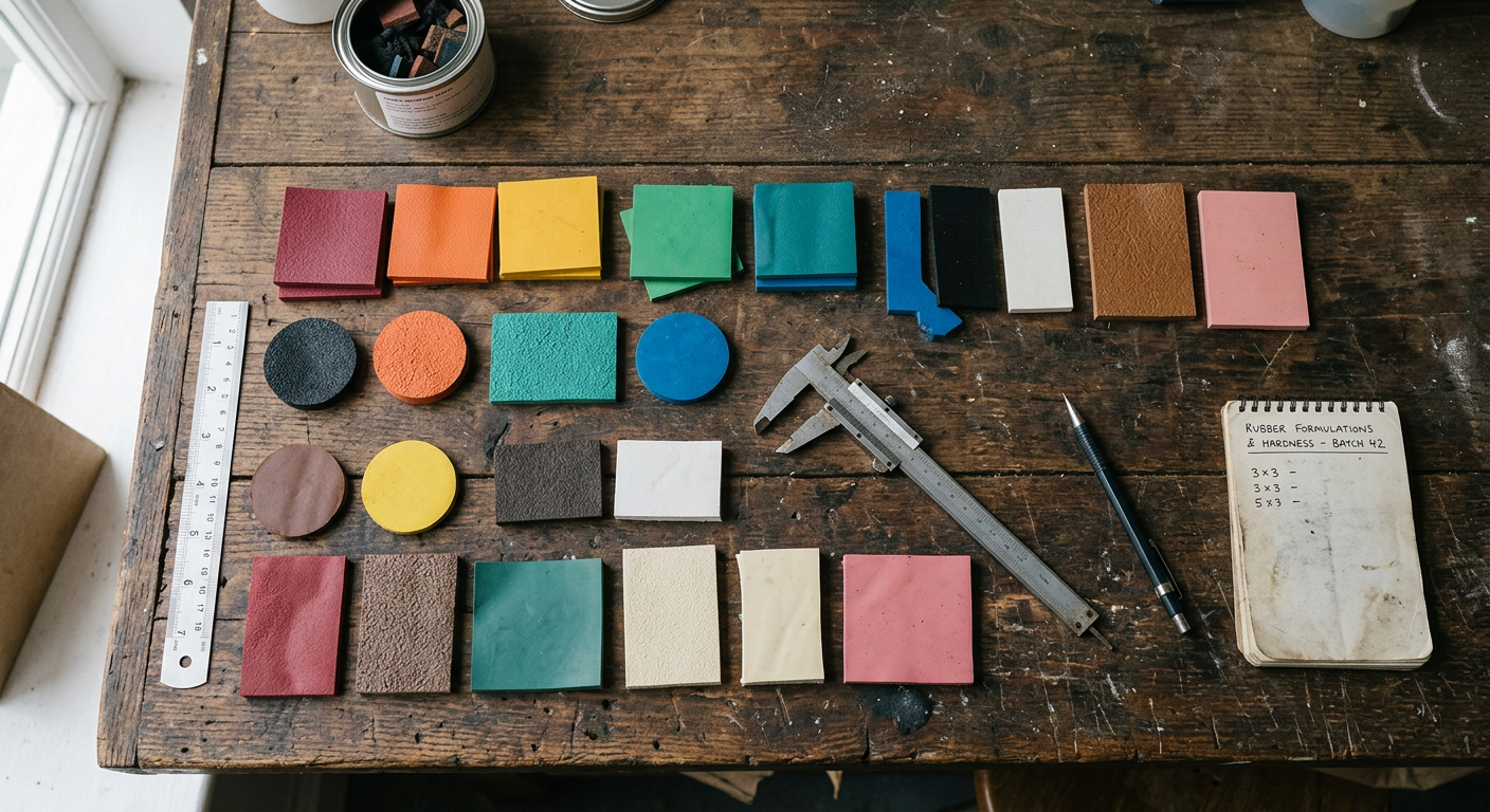 Various rubber material samples used for diaphragm manufacturing