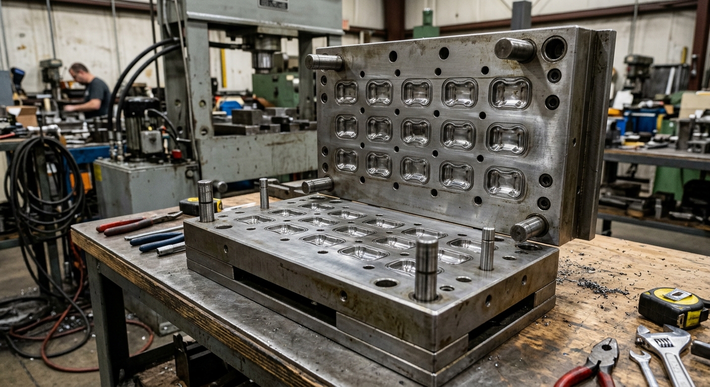 Multi-cavity compression mold tool used for rubber washer production