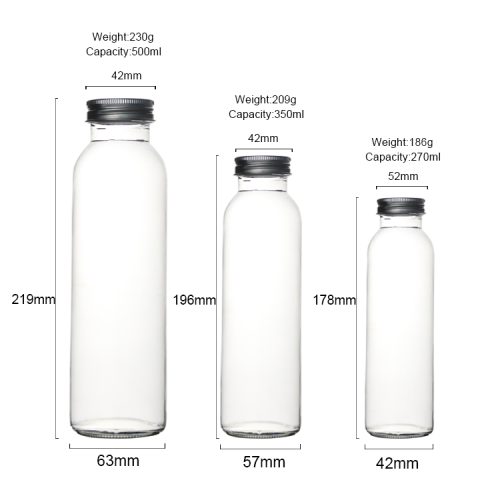 250ml 350ml 500ml Glass Juice Containers with Lids Featured Image
