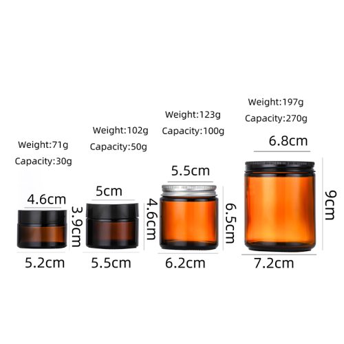 5ml 10ml 30ml 100ml 270ml Brown Glass Cosmetic Jars Featured Image