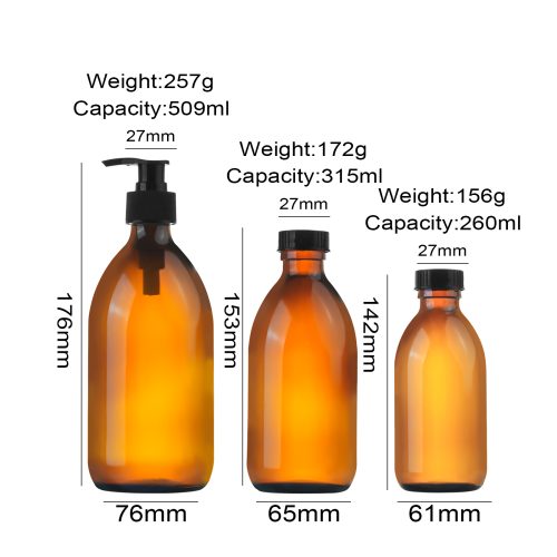 260ml 300ml 500ml Amber Glass Pump Bottles Wholesale Featured Image