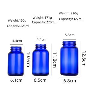 220ml 270ml 330ml Blue Glass Medicine Bottle Featured Image