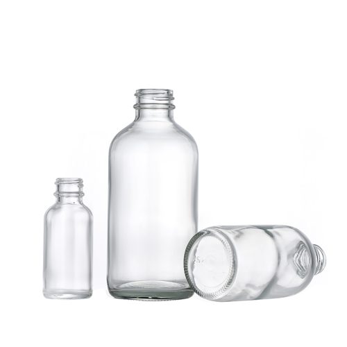 Clear Boston Round Glass Bottles