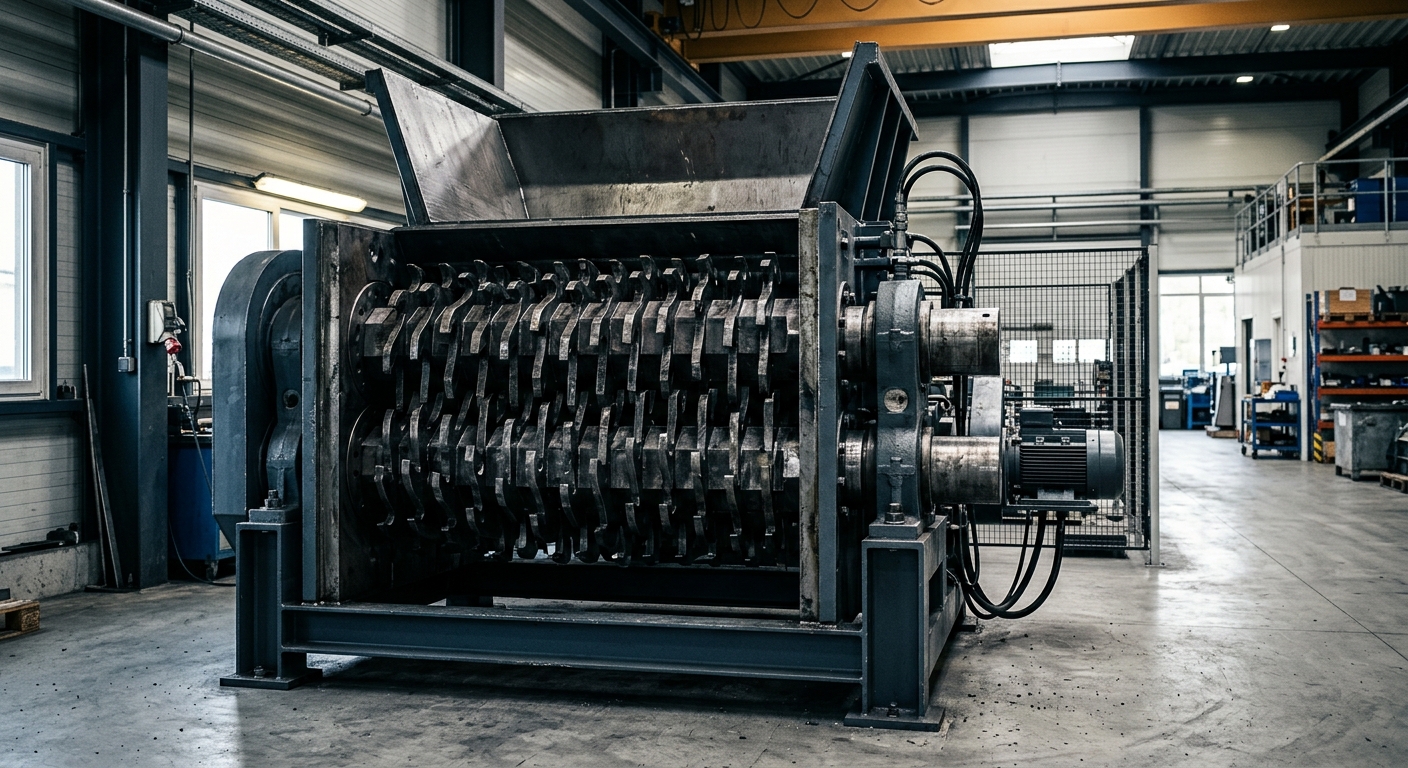 Double-shaft shredder rotor with interlocking hook blades